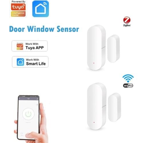 Tuya WiFi/ZigBee Smart Door Window Sensor Door Magnetic Alarm Detector Smart Life/Tuya App Remote Control With Motion Detection