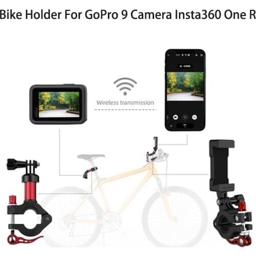 Alloy Bike Mount Clamp Action Camera Holder Bicycle Mobile Phone Navigation Bracket For GoPro 9/Insta360 One R Action Camera
