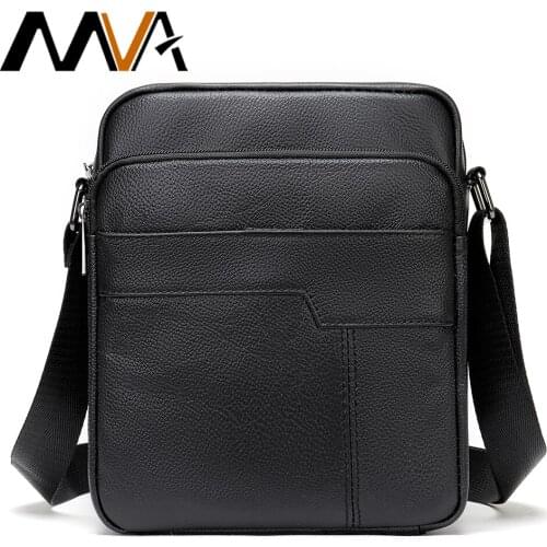 MVA Luxury Brand Mens Shoulder Bag Vintage Messenger Bag Leather Men Handbag Genuine Leather Crossbody Bags For Men Male 7603