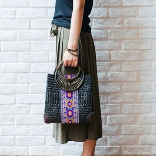 Thai version of the national style resort beach package retro fashion womens handbag seaweed woven bag