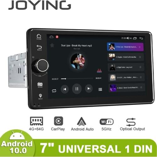JOYING 7 inch 1 din Universal Car Navigation System 1024*600 4GB RAM 64GB ROM Android 10.0 Radio Stereo Android Auto Carplay RDS