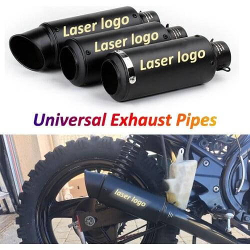 Universal Motorcycle Muffler 51mm 61mm Motocross Exhaust Pipes with Laser Logo for Kawasaki ZX10R GSXR125 Z750 Z1000 MT07 R6 R3