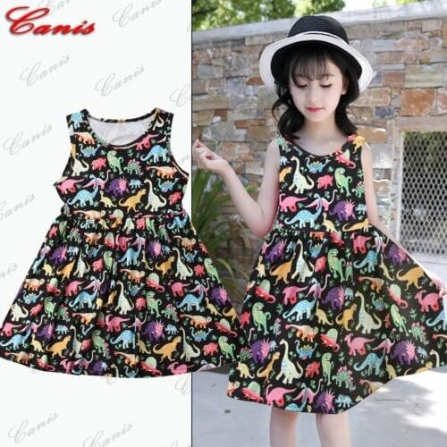 Kids Toddler Baby Girl Sleeveless Dinosaurs Tutu Princess Party Dress Clothes