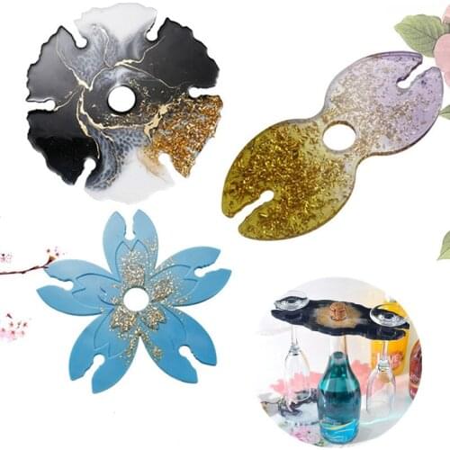 Wine Glass Rack Irregular Flower Tray Silicone Mold Glass Holder Racks Resin Art Supplies Mold DIY Home Decoration 5 Styles