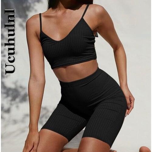 Ucuhulnl Foreign Trade Sports Womens Tight-fitting Suit Womens Suspender Shorts Street Street Bottoming Sports Pants Home