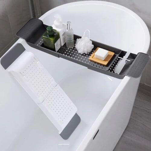 Retractable Bathtub Storage Rack Bath Tray Shelf Tub Multi-Function Bathroom Tools Towel Storage Shelf Kitchen Sink Drain Holder