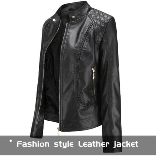 2020 New Women Spring Autumn Pu Leather Jacket Casual Slim Soft Moto Biker Faux Leather Jacket Female Coat Basic Streetwear