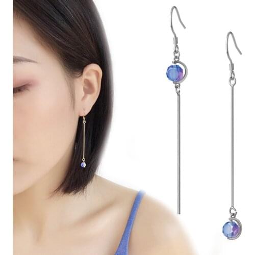 WYJZY Blue bead drop earrings temperament ladies fine earrings classic fashion ladies dress accessories fashion trend decoration
