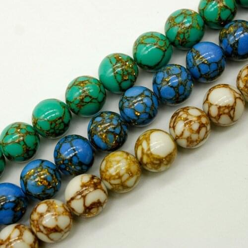 Gold Line Howlite Beads Round Natural Stone Beads For DIY Bracelet Necklace Jewelry Craft Material 1 Strand