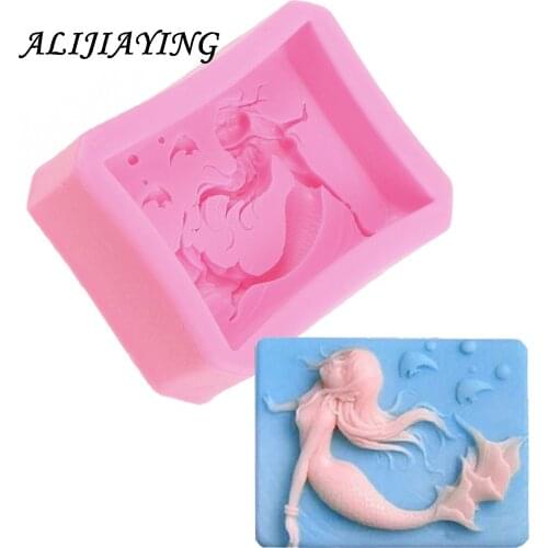 1Pcs Mermaid Silicone Soap mold Handmade silicone 3d mould DIY Craft molds Cake Stencils DIY Tool D0447