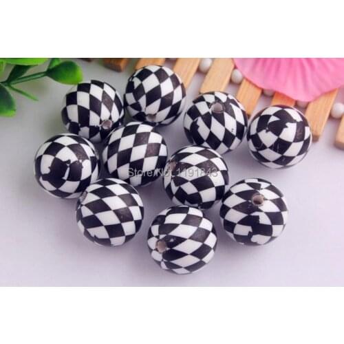 100pcs/lot white/black color 20mm chunky solid print Beads,chunky acrylic solid beads for Chunky Necklace Jewelry