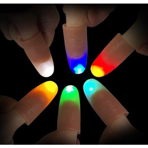 2pcs/set Magic Thumbs Light Toys for Adult Magic Trick Props Blue Light Led Flashing Fingers Halloween Party Toys for Children