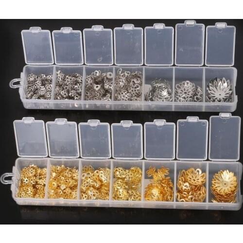 300pcs/lot(6~16mm) Mixed Alloy Flower Beads Caps End Caps Fitting Chain&Tassel jewelry findings DIY Accessories