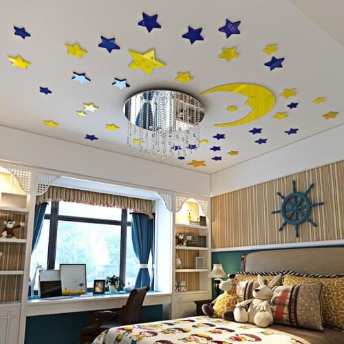 3D star moon Kindergarten Ceiling Acrylic wall stickers For kids room Bedroom Cartoon wall decoration Home DIY art wall decor