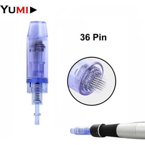 50pcs/lot Electric Dr Derma Pen A1 Tattoo Tips Microneedles Facial Care MTS Bayonet Long Blue Micro 36 Pin Needles Cartridges