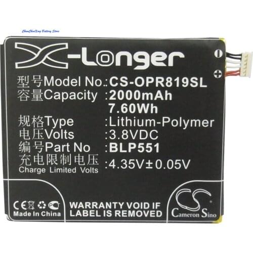 Cameron Sino 2000mAh Battery BLP551 for OPPO Find Mirror, Find Muse, R809T, R815T, R815W, R821T, Real R819