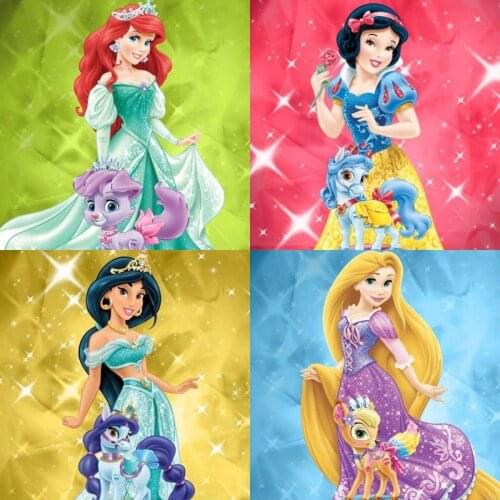 Disney Princess with Palace Pets Ariel Matey Rapunzel Truffles Cross Stitch Mosaic Diamond Embroidery Rhinestone Home Decor