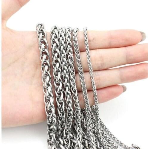 In bulk Jewelry Making Findings Stainless Steel Wheat Braid Chain 3mm 4mm 5mm 6mm Wheat Spiga Rope Chain DIY Make Jewelry