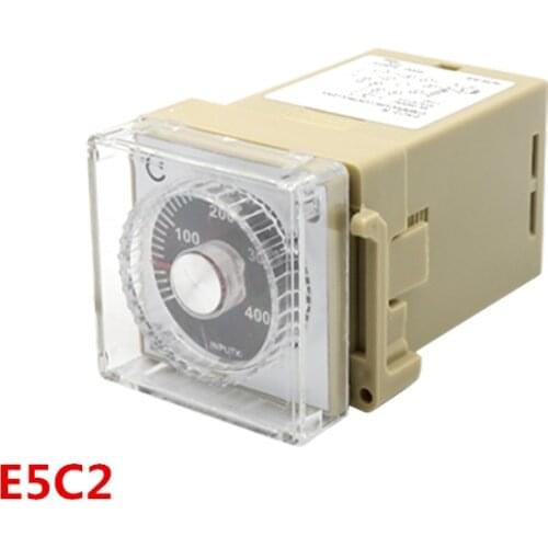 E5C2-R AC 220V Analog Dial K Input Relay Output Pointer Temperature Controller w Din Base E5C2 Temperature Control Instrument