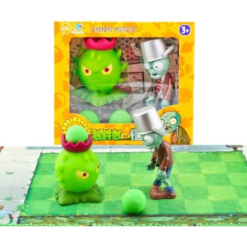 2pcs/lot Plants vs Zombies Figure Toys Plant Homing Thistle BUCKET ZOMBIE Children Kids Dolls Action Figure Model No Box