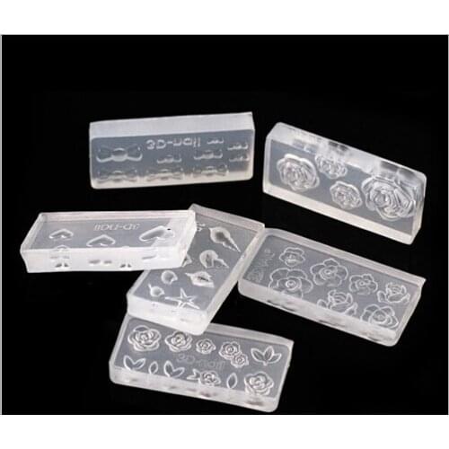 Hot Flower 6designs DIY Nail art Tips 3D UV GEL Acrylic Powder Silicon Mould Set Design 6pcs/lot