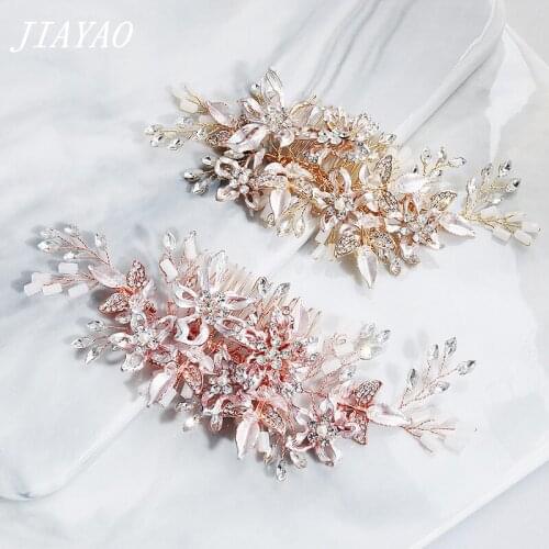 Gold/Rose Gold Color Flower Hair Comb Hair Accessories Wedding Headband Rhinestone Bride Hair Jewelry Headband Headpiece