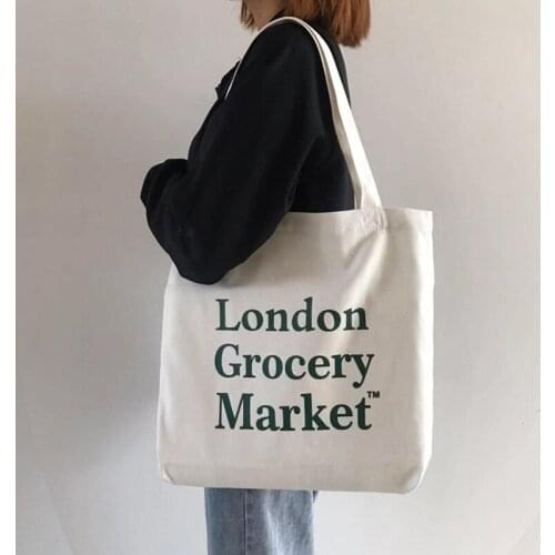 Canvas Zipper Shopping Bag 2021 Large Capacity Conventional Tote Bag Fashion Letter Printing Womens Shoulder Bag Simple Bags