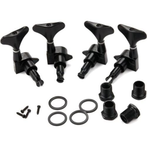 4 Pcs Guitar Tuning Pegs 2R&2L Tuners Machine Heads with Ferrules for String Bass Accessories Black