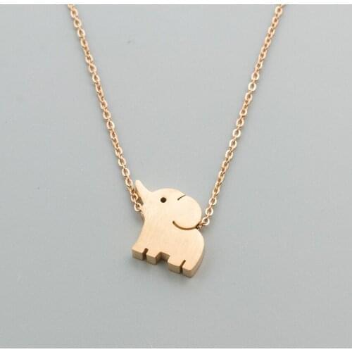 Lucky Amulet Thai Elephant Necklaces Pendants For Women Jewelry Stainless Steel Rose Gold Ketting Animal Choker Best Friend Gift