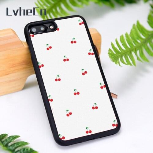 LvheCn Silicone Rubber Phone Case Cover for iPhone 6 6S 7 8 Plus X XS XR 11 12 Mini Pro Max Cute Cherries