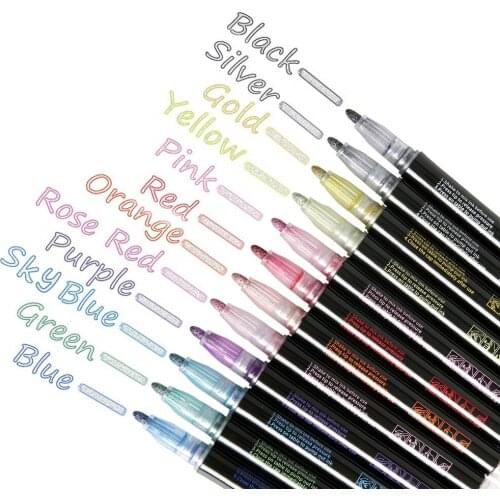 Metallic Marker brush Pen DIY for school Drawing Painting Christmas Doodling markers highlighters manga art set supplies colores