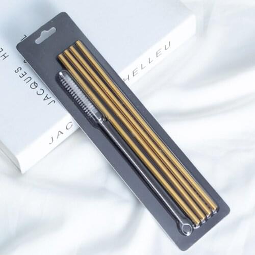 Stainless Steel Straw Boba Drink Pouches With Straw Reusable Straw Bar Accessories Eco Friendly Products New Arrive Low Price