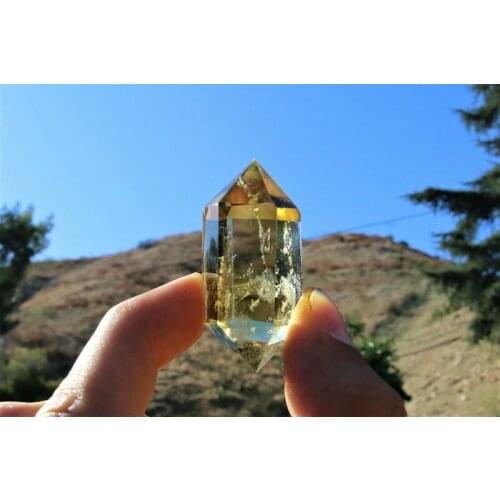 Natural Citrine Quartz Crystal Point Double Terminated Tower Chakra Healing Gemstone Home Decor