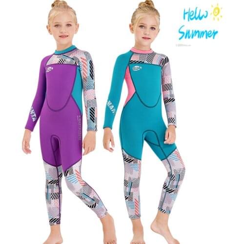 2.5mm Neoprene Wetsuit Swimwear For Girls Kid Patchwork Swimsuit Diving Suit Children Wetsuits Surfing Jellyfish Wet Suit