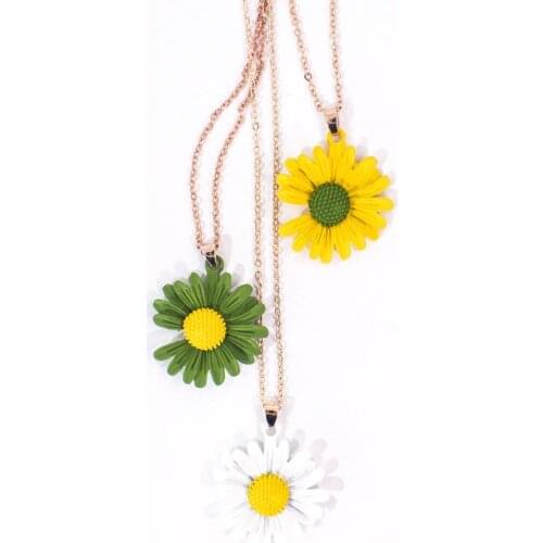 Flower necklaces fashion silver color / rose gold Flower female pendant necklace shiny daisy wedding ball valentine gift