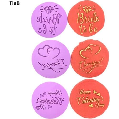 Fondant Stamp Bride To Be Plastic Cookie Embosser Cutter Cake Mould Baking Tools DIY ValentineS Day Love Fondant Cake Mold Tool