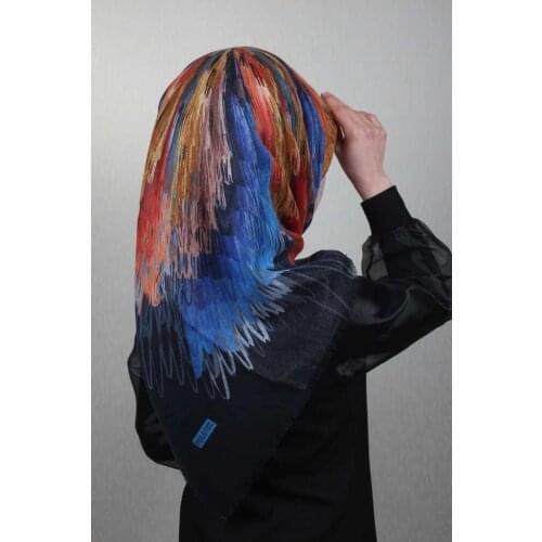 POLOİST SHİNE PATTERNED SILVERY LINEN SCARF-PATTERN-15-RENK-08