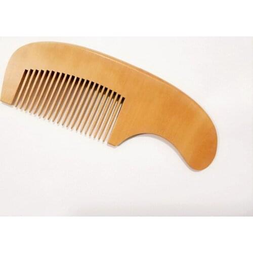 Curved Handle Natural Peach Wood Comb Pocket Size Beard Comb Wholesale Small Peach Wood Hair Brush Comb Make Up Tool For Men
