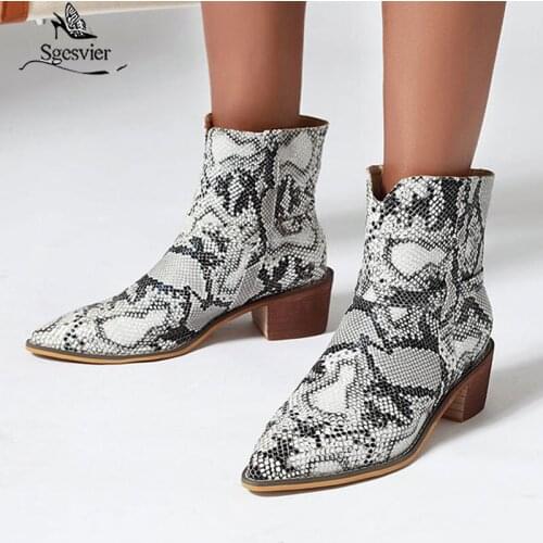 Sgesvier Ankle Boots for Women Pointed toe Med Heels High Heels Platform Shoes Fur Warm Winter Martin Boots Black Botas Mujer