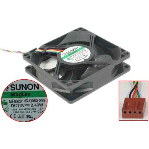 SUNON MF80201VX-Q060-S99 Server Cooling Fan DC 12V 2.40W 80x80x20mm 4-Wire