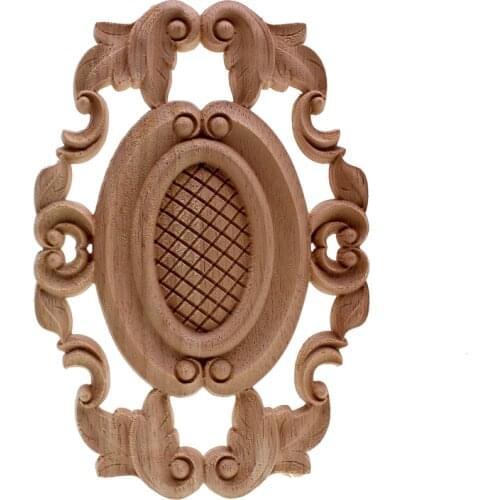 VZLX Rubber Wood Carved Onlay Applique Unpainted Furniture For Vintage Home Decor Door Cabinet Decoration Color Figurine