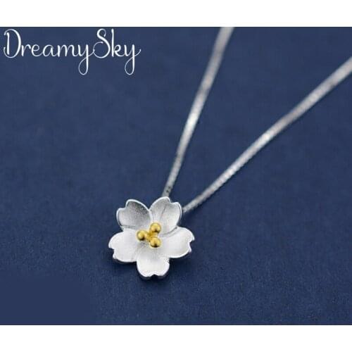 Fashion Silver Color Cherry Blossoms Flower Necklaces For Women Ladies Long Statement Necklaces Wedding Jewelry 2019