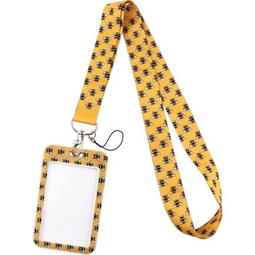 G1941 Cartoon Bee Hard Staff Identification Name Badge ID Card Access Exhibition Card With Lanyards