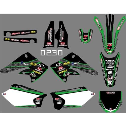 0230 motorcycle Team Graphic & Backgrounds Decal Stiker Kits for Kawasaki KXF250 2004 2005