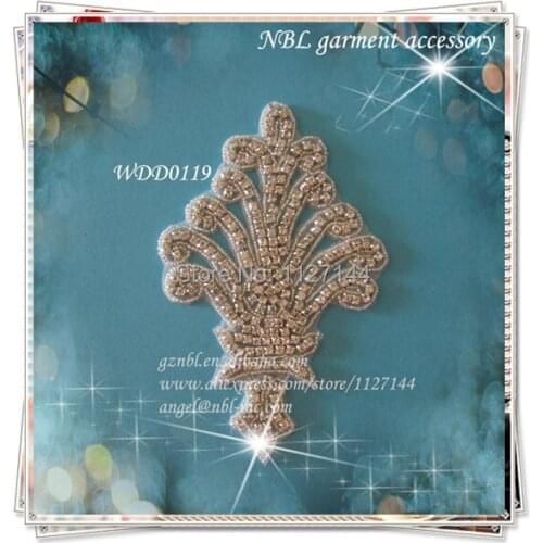 30 PIECES) crystal bridal beaded rhinestone appliques patch for wedding evening dress DIY iron on WDD0119