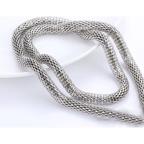 4.2mm 316L Stainless Steel Round Mesh Chain, Titanium Steel/ Gold color