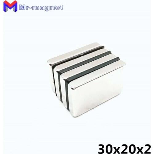 50pcs 30x20x2mm Super strong neo neodymium magnet 30x20x2, NdFeB magnet 30*20*2mm, 30mm x 20mm x 2mm magnets 30mmx20mmx2mm