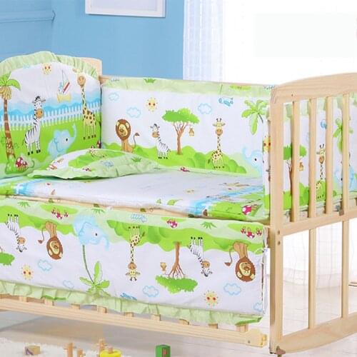 6pcs/set Baby Crib Bumpers Child Bedding Set Cartoon Cotton Baby Bed Linens Include Baby Cot Bumpers Bed Sheet Pillow ZT57