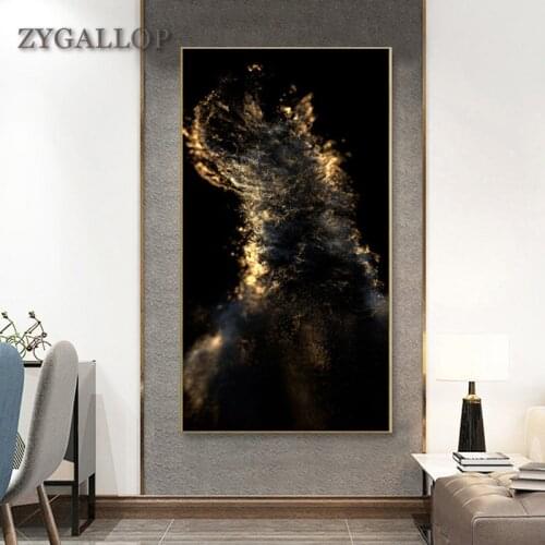 Abstract Gold and Black Canvas Painting Modern Wall Art Pictures for Living Room Decoration Nordic Posters and Prints Cuadros