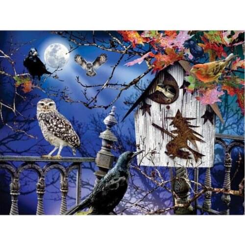 Diamond painting owl bird mosaic art embroidery stitch scenery trees rhinestone picture puzzle drawing wall decor craft diy toys